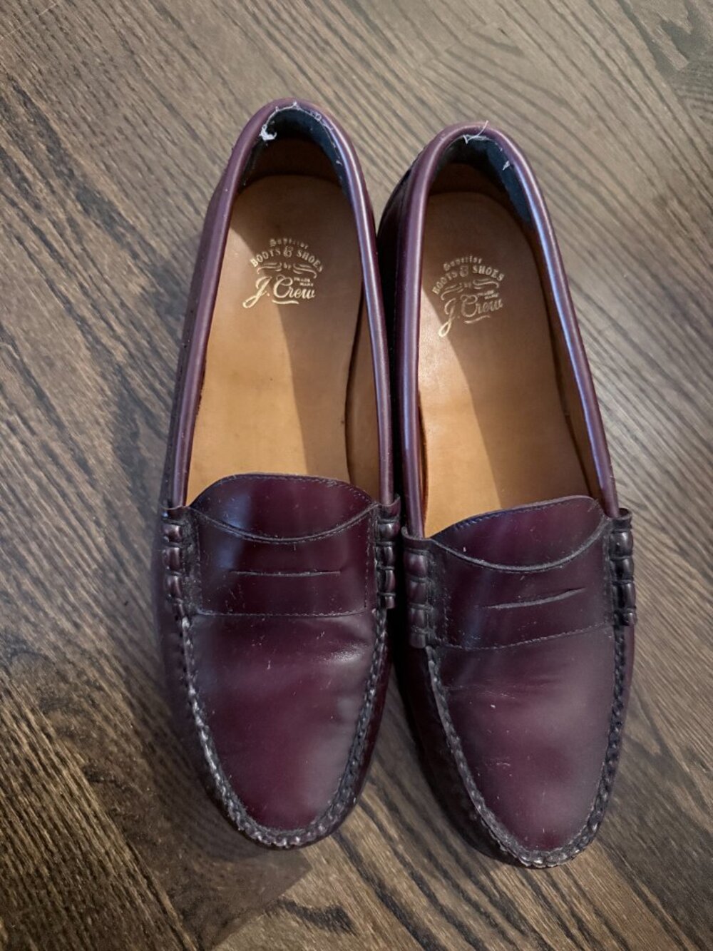 J.Crew British Boots & Shoes Burgundy Leather Penny Loafers – Size 11
